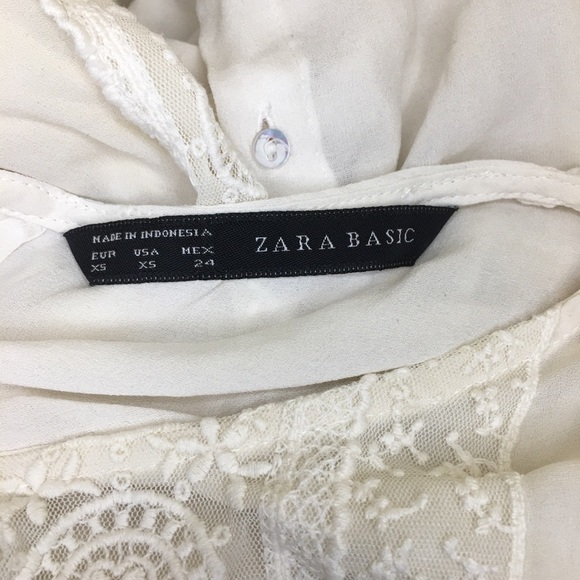 Zara Basics Chiffon & Lace Long Sleeve Blouse XS - Picture 9 of 9
